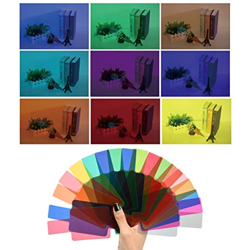 WOWOSS Filtro Iluminación Gel Transparent para Cabezales de Flashes, Filtro de Corrección de Color para Estudio Fotográfico (20 Colores)