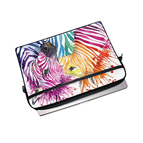 WowPrint funda para ordenador portátil, colorido animal cebra portátil correa de hombro con mango portátil ordenador portátil bolsa para 13 13.3 14 15 pulgadas