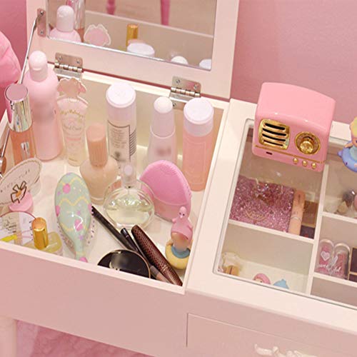 WSJIANP Tocador,Nórdico Versátil Tocador Mesa De Maquillaje,Mesa De Maquillaje con Flip Top Mirror con 5 Compartimentos De Almacenamiento,para 3-18 Años Niño Chica