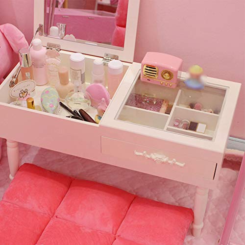 WSJIANP Tocador,Nórdico Versátil Tocador Mesa De Maquillaje,Mesa De Maquillaje con Flip Top Mirror con 5 Compartimentos De Almacenamiento,para 3-18 Años Niño Chica