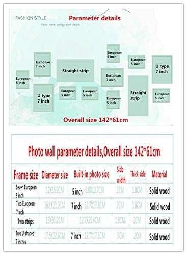 WSYL Blanco Azul Marco De Fotos Combinación Creativo Madera SÓLIDA Conjunto De Marcos con Imagenes 13 Cuadros Cubiertas 142cm X 61cm Sala De Estar Dormitorio Fotos Montado En La Pared