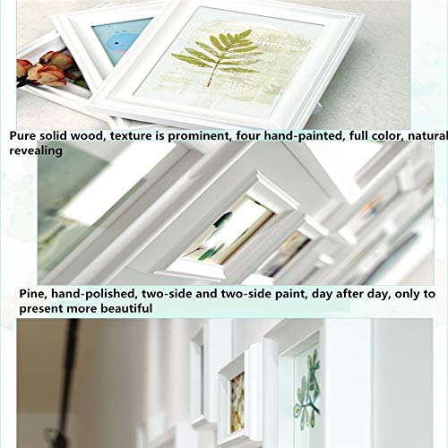 WSYL Blanco Azul Marco De Fotos Combinación Creativo Madera SÓLIDA Conjunto De Marcos con Imagenes 13 Cuadros Cubiertas 142cm X 61cm Sala De Estar Dormitorio Fotos Montado En La Pared