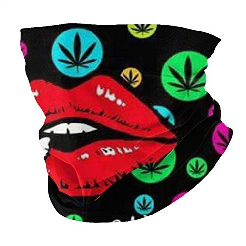 WU4FAAR - Juego de 2 pasamontañas para la cabeza, diseño de hojas de marihuana y labio ahumado