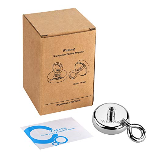 Wukong Imanes de Neodimio, 60mm de diámetro Imán de pesca de tierras raras potente, tirando de la fuerza 150kg para Ciencias, Industria, Pesca y Salvamento