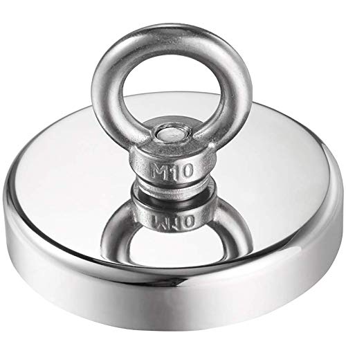 Wukong Imanes Neodimio Potentes, N52 Super Potente imán fuerza de atracción 380 Kg diámetro 90MM grosor de la 18mm imán pesca con argolla ultra potente, galvanizados y muy robusto