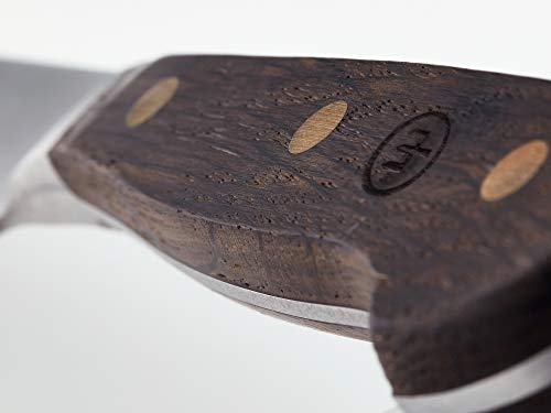 Wüsthof 3781/20 Crafter - Cuchillo de cocina (hoja de 20 cm, mango de madera de roble ahumado, remaches de latón, acero inoxidable, forjado, muy afilado)