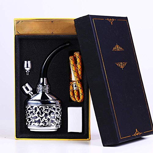 WZLJW Prima de la Mano cachimba Mini Pipa de Agua for Multiuso Uso del Filtro cachimba Manguera o con Filtro, una Mano sosteniendo Shisha Conjunto, Azul ggsm (Color : Silver)