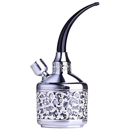 WZLJW Prima de la Mano cachimba Mini Pipa de Agua for Multiuso Uso del Filtro cachimba Manguera o con Filtro, una Mano sosteniendo Shisha Conjunto, Azul ggsm (Color : Silver)