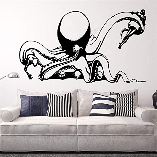 wZUN Etiqueta de la Pared Ocean Monster Room Decoration Beauty Interior Design Decal Octopus Mural Decoración extraíble 63x109cm