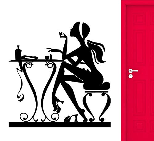 wZUN Pegatinas de Pared de Maquillaje, decoración de peluquería, cosméticos, Pegatinas de Vinilo para uñas, Pegatinas de Pared para salón de Belleza, decoración de la casa, 29X28 cm
