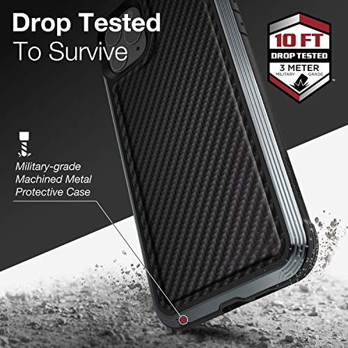 X-Doria Defense Lux Series, iPhone 11 Pro MAX Case - Military Grade Drop Tested, Anodized Aluminum, TPU, and Polycarbonate Protective Case for Apple iPhone 11 Pro MAX, (Black Carbon Fiber)