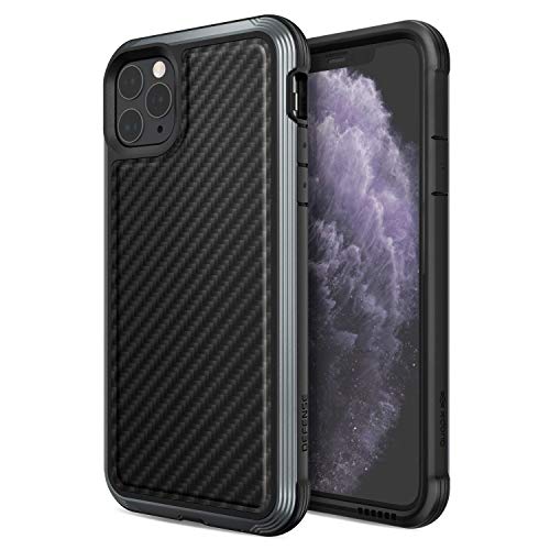 X-Doria Defense Lux Series, iPhone 11 Pro MAX Case - Military Grade Drop Tested, Anodized Aluminum, TPU, and Polycarbonate Protective Case for Apple iPhone 11 Pro MAX, (Black Carbon Fiber)