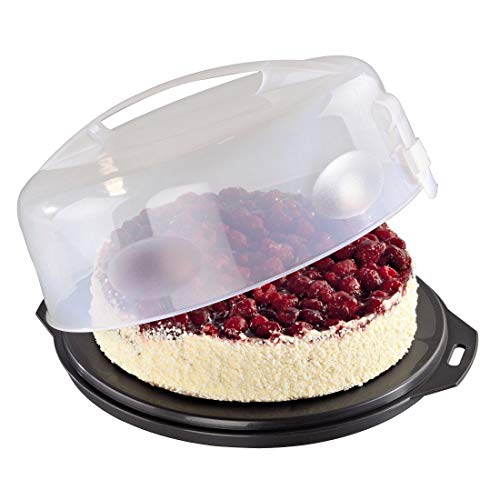 Xavax 00111514 - Recipiente para conservar y transportar tartas, Antracita/Transparente, Ø 31.5 cm