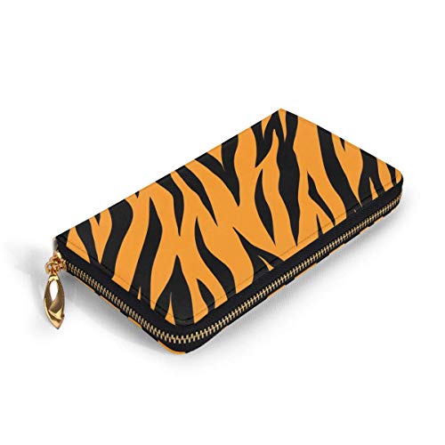 XCNGG Tengyiyi, Soporte para Pasaporte de Viaje de Cuero Genuino, Textura de Tigre, Billetera de Viaje Naranja, Funda, Tarjetero para Mujeres y niñas