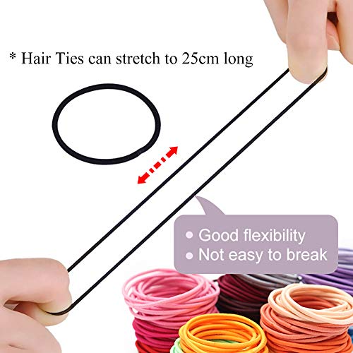 XCOZU 69 piezas gomas para el pelo, multicolores goma de pelo elásticas para mujer y niña con pelo grueso y fino, sin metal banda de pelo elástica para el pelo para cola de caballo (50 x 3 mm)