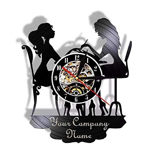 xcvbxcvb Horloge Murale Saat Manicure Studio Reloj de Pared Diseño Decoración Personal Vintage Disco de Vinilo Beauty Shop Letrero Decoración del hogar