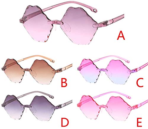 XGBDTJ- Neón De La Moda Gafas De Vida de Moda Sol De Los Niños Colores Espejos Sin Marco De Los Vidrios De Alta Costura Pentagonal Frasco Del Recorrido Gafas De Sol Gafas Irregulares