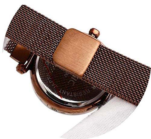 XHH Personalidad de la Moda Reloj de Mujer Lujoso imán Adsorción Acero Inoxidable Impermeable Aleación de Titanio Caja Reloj de Cuarzo 24 cm, ceja (Accesorios de Regalo de Fiesta)