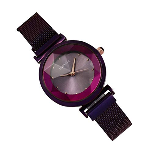 XHH Personalidad de la Moda Reloj de Mujer Lujoso imán Adsorción Acero Inoxidable Impermeable Aleación de Titanio Caja Reloj de Cuarzo 24 cm, ceja (Accesorios de Regalo de Fiesta)
