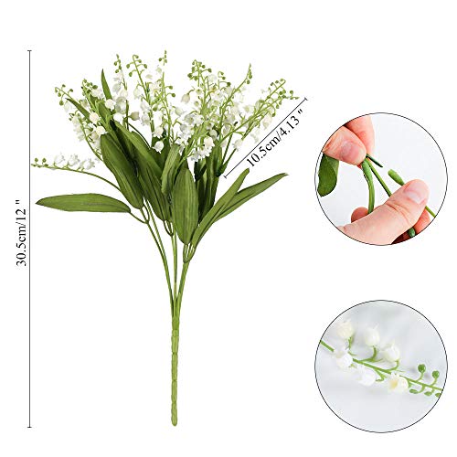 XHXSTORE 3pcs Flores Artificiales Exterior Interior Flor Artificial Blanca Flores de Plastico con Hojas Verde Arbusto Artificial Decoracion para Boda Fiesta Patio Jardinera Balcon Terraza Maceta