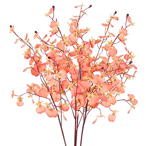 XHXSTORE 4pcs Tallo Flores Artificiales 80cm Flor Orquidea Artificial Jazmin Flores Plastico Decorativas para Jarrones Boda Fiesta Mesa Bautizo Cumpleaños Hogar Cocina Baño Color Rosa