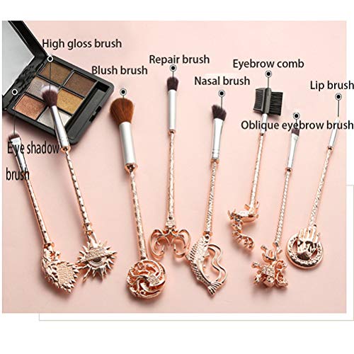 XIANGLIOOD 8 Unids Juego de Brochas de Maquillaje de Juego de Tronos de Horquilla Mágica con Bolsa de Regalo Sombra de Ojos Eyeliner Blend