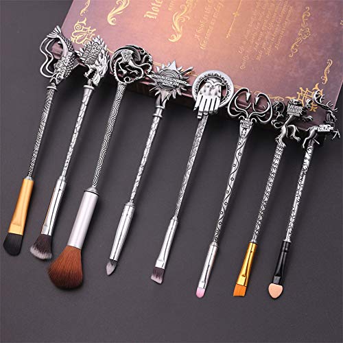 XIANGLIOOD 8 Unids Juego de Brochas de Maquillaje de Juego de Tronos de Horquilla Mágica con Bolsa de Regalo Sombra de Ojos Eyeliner Blend
