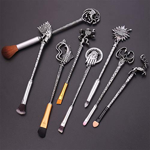 XIANGLIOOD 8 Unids Juego de Brochas de Maquillaje de Juego de Tronos de Horquilla Mágica con Bolsa de Regalo Sombra de Ojos Eyeliner Blend