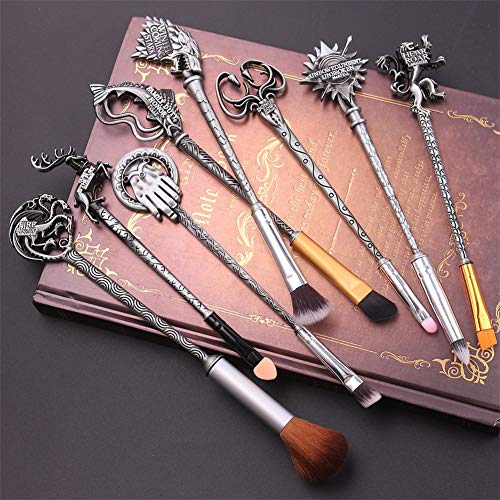 XIANGLIOOD 8 Unids Juego de Brochas de Maquillaje de Juego de Tronos de Horquilla Mágica con Bolsa de Regalo Sombra de Ojos Eyeliner Blend