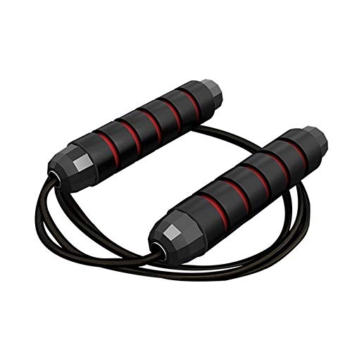 XIAOQBH Cuerda Saltar Que no generan enredada Bola rápida Velocidad de la Cuerda Que Salta Pies Deportes de Ejercicio físico Equipo Skipping Cuerda De Saltar (Color : Black and Red)