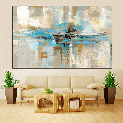 XIAOXINYUAN 100% Pintados Al Óleo Marrón Azul Abstracto Arte Moderno Pared Pared del Dormitorio Foto para Salón Decoracion 80×120Cm