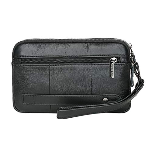 Xieben Bolso De Cuero Correa Para La Muñeca Para Hombre Titular De Teléfono Bolso Para La Bolsa Negocio Compartimientos Múltiples Bolso iPhone X / 8/8 Plus Negro