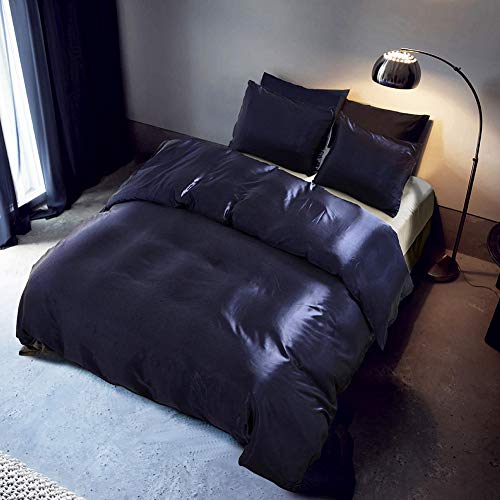 Xingsiyue Juego de Funda Nórdica - Colección de Ropa de Cama de Microfibra Suave de Seda Satinada(Azul,200 x 200 cm)