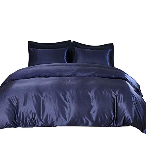 Xingsiyue Juego de Funda Nórdica - Colección de Ropa de Cama de Microfibra Suave de Seda Satinada(Azul,200 x 200 cm)