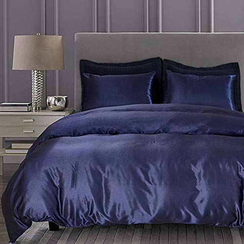 Xingsiyue Juego de Funda Nórdica - Colección de Ropa de Cama de Microfibra Suave de Seda Satinada(Azul,200 x 200 cm)