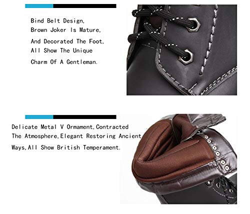 XINTD Bota Martin para Hombre Moda británica Cuero Genuino Botas Altas Impermeable Ejército Gótico Motocicleta Steampunk Zapatos Moto Botas Vaqueras Occidentales Botas de Uniforme,38