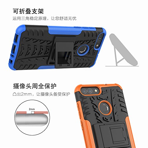 XINYUNEW Funda Huawei P Smart, 360 Grados Protective+Pantalla de Vidrio Templado Caso Carcasa Case Cover Skin móviles telefonía Carcasas Fundas para Huawei P Smart-Púrpura