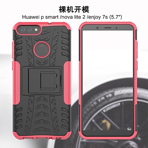 XINYUNEW Funda Huawei P Smart, 360 Grados Protective+Pantalla de Vidrio Templado Caso Carcasa Case Cover Skin móviles telefonía Carcasas Fundas para Huawei P Smart-Púrpura