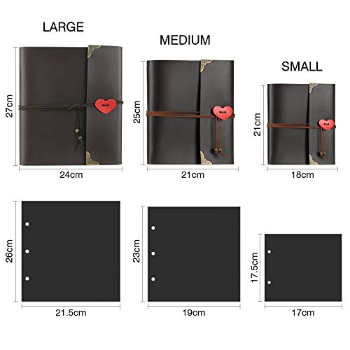 XIUJUAN Album de Fotos para Pegar Álbum Scrapbooking DIY Libros de Firmas Cuero Vintage Regalos Originales Navidad Cumpleaños Aniversario Boda San Valentín para Mujer Niña, Amor Corazon Marrón Pequeña