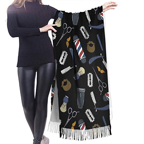 XIUZHEN Bufanda de Cachemira de peluquería de salón de peluquería para Mujeres y Hombres, Bufandas de Invierno Suaves de Gran tamaño Ligeras, Chal con Flecos
