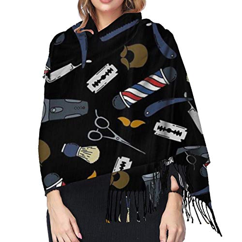 XIUZHEN Bufanda de Cachemira de peluquería de salón de peluquería para Mujeres y Hombres, Bufandas de Invierno Suaves de Gran tamaño Ligeras, Chal con Flecos