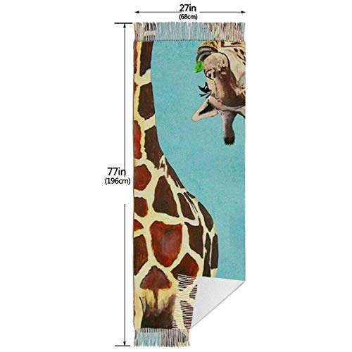 XIUZHEN Funny Giraffe Look at You Bufanda de Cachemira Azul Cielo para Mujeres Hombres Ligero de Gran tamaño Moda Suave Bufandas de Invierno Chal con Flecos Abrigo