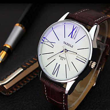 XKC-watches Relojes para Hombres, Yazole Relojes Relojes de los Hombres sinfonía Azul Espejo Idea de Cuarzo Resistente al Agua Regalo Reloj del Negocio (Color : Marrón)