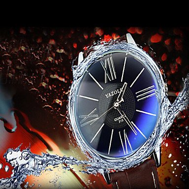 XKC-watches Relojes para Hombres, Yazole Relojes Relojes de los Hombres sinfonía Azul Espejo Idea de Cuarzo Resistente al Agua Regalo Reloj del Negocio (Color : Marrón)