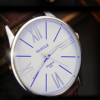 XKC-watches Relojes para Hombres, Yazole Relojes Relojes de los Hombres sinfonía Azul Espejo Idea de Cuarzo Resistente al Agua Regalo Reloj del Negocio (Color : Marrón)