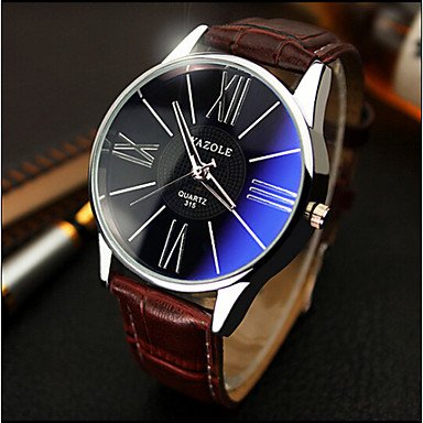 XKC-watches Relojes para Hombres, Yazole Relojes Relojes de los Hombres sinfonía Azul Espejo Idea de Cuarzo Resistente al Agua Regalo Reloj del Negocio (Color : Marrón)