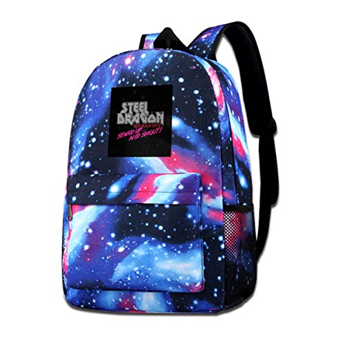 XNTWJMV Mochila de acero con estampado de galaxia, diseño de dragón norteamericano, estilo rockero, estilo casual, para niños y niñas