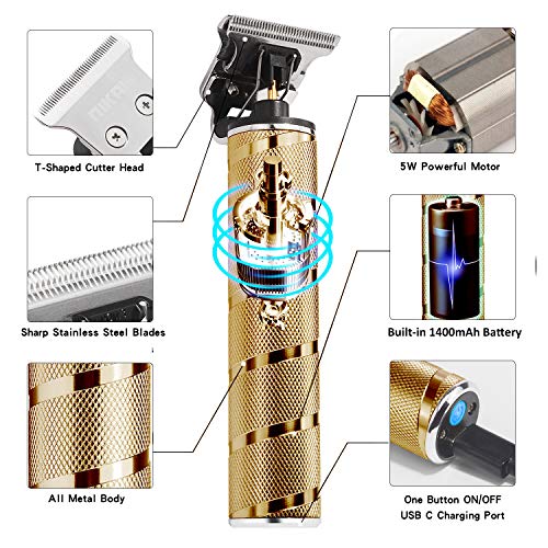 Xnuoyo Electric Hair Clippers, Cortapelos Profesional Hombres, Barbero Electrico Cortapelos, Cortador Pelo Cortadora de Pelo USB Recargable con Cuchillas Afiladas de Larga Duración (golden)