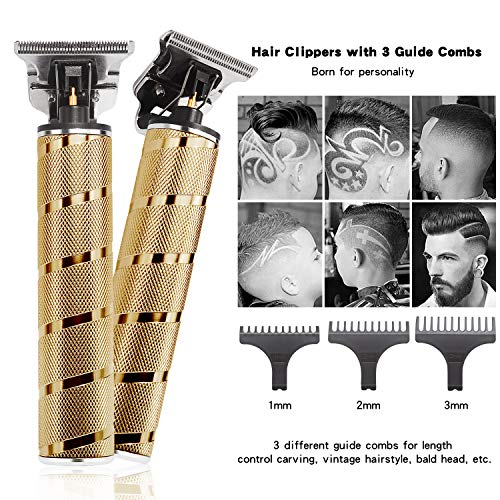 Xnuoyo Electric Hair Clippers, Cortapelos Profesional Hombres, Barbero Electrico Cortapelos, Cortador Pelo Cortadora de Pelo USB Recargable con Cuchillas Afiladas de Larga Duración (golden)
