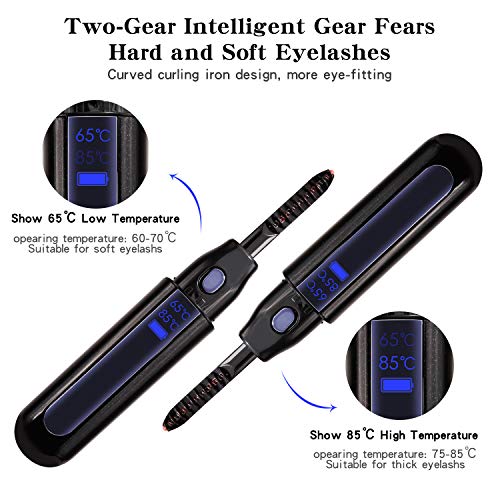 Xnuoyo Rizador de Pestañas Electrico con Pantalla digital LCD Maquillaje Portátil Herramienta de Estilo de Pestañas de Belleza Incluye una máscara de pestañas con dos cabezas de cepillo